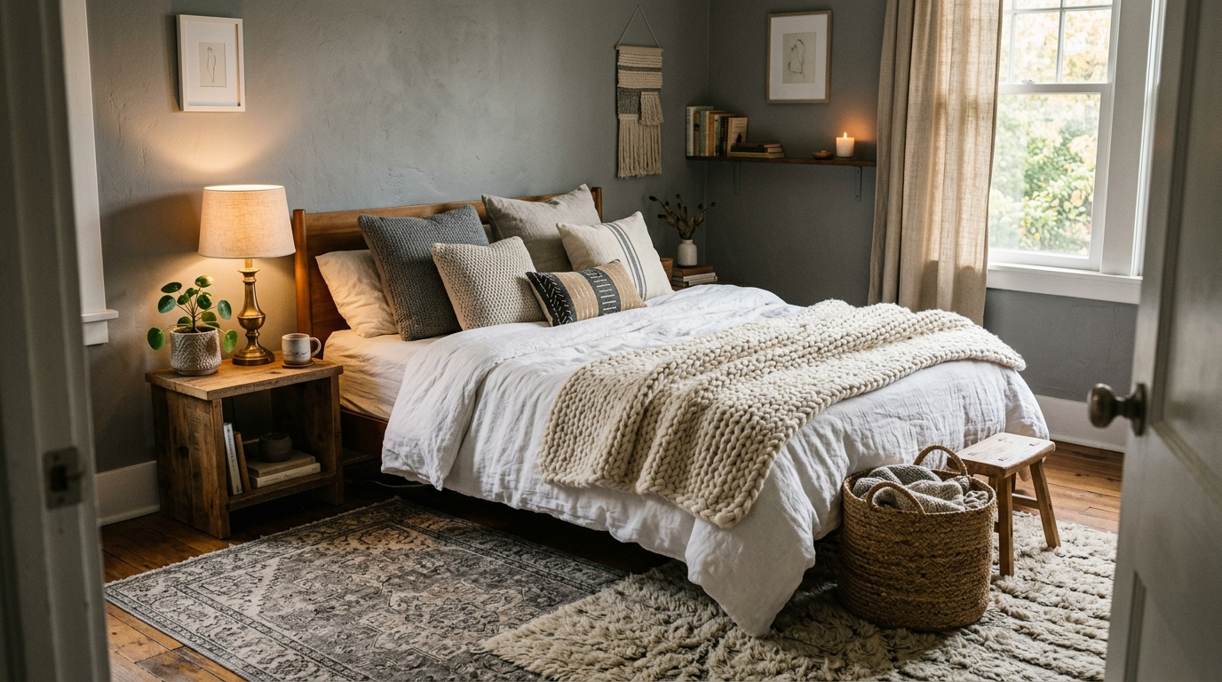 Choose finishes that repeat across the room